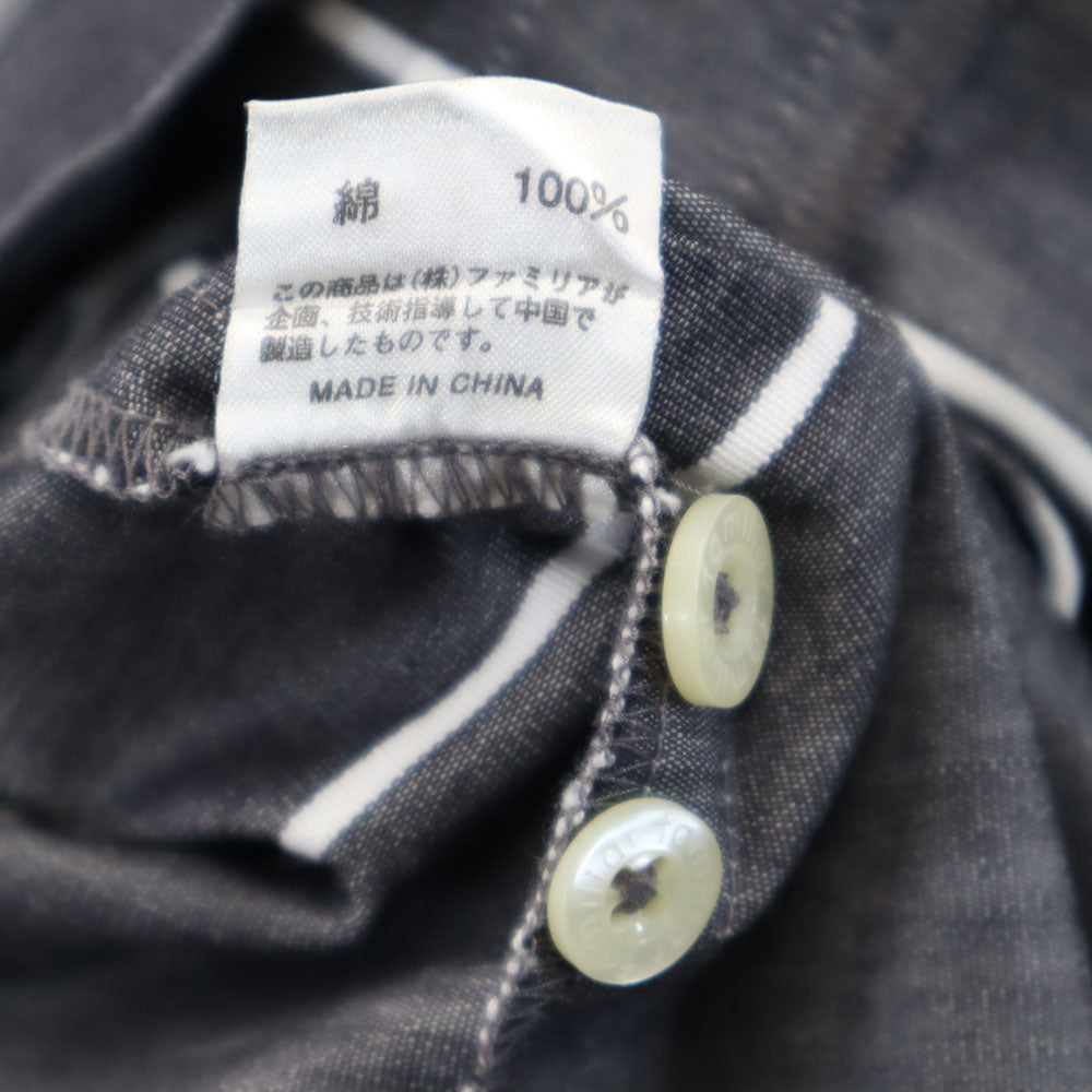 ファミリア ストライプ柄 半袖 シャツワンピース 120 チャコールグレー Familiar キッズ