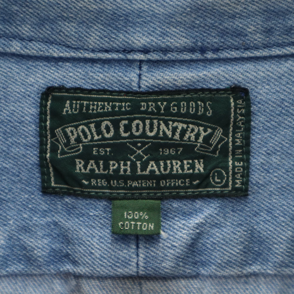 ポロカントリーラルフローレン 80s 90s オールド ラルフローレン 長袖 ボタンダウン デニムシャツ L POLO COUNTRY RALPH LAUREN メンズ