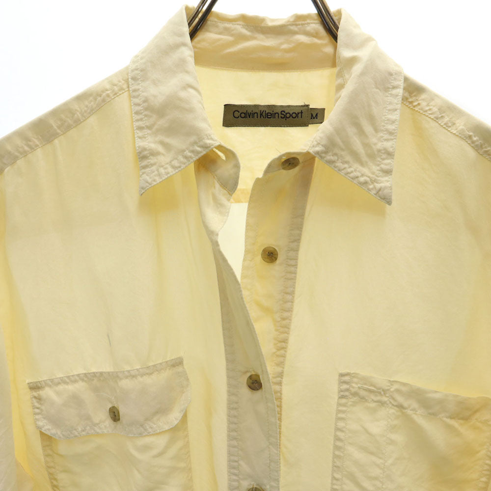 Calvin klein カルバンクライン 90s シルク オールド 長袖 シャツ M クリーム系 Sport レディース