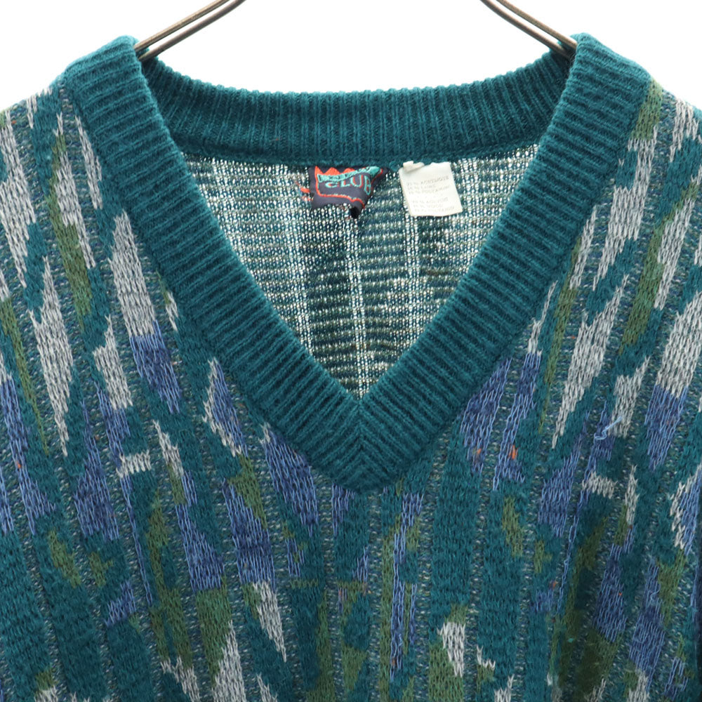 ニュークラブ 80s 90s オールド 長袖 Vネック セーター 4 グリーン系 ニット メンズ