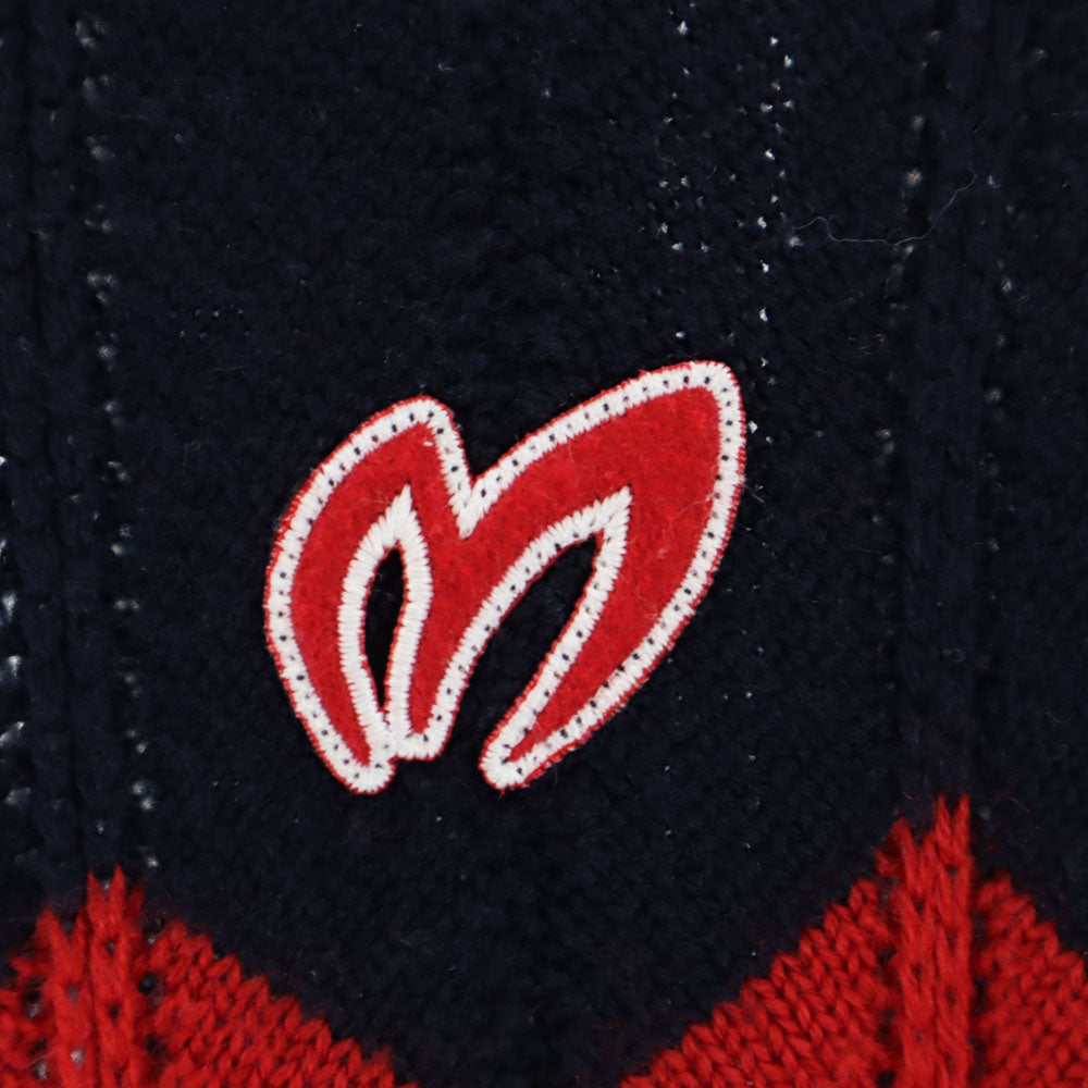 MASTER BUNNY EDITION マスターバニーエディション 日本製 ボーダー柄 ゴルフ 長袖 ウール セーター 4 赤×ネイビー ニット メンズ