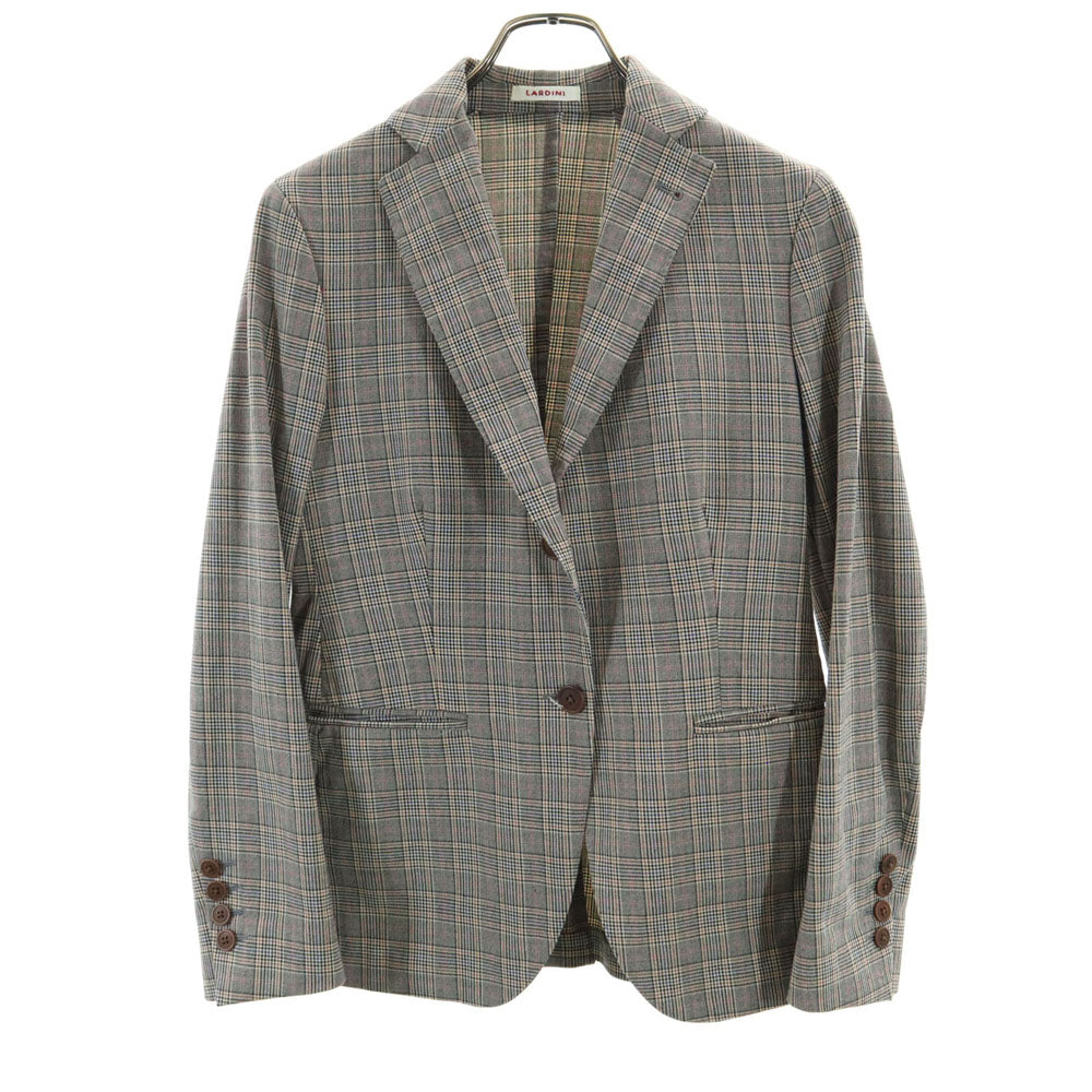 ラルディーニ イタリア製 グレンチェック テーラードジャケット 42 グレー LARDINI ブレザー レディース