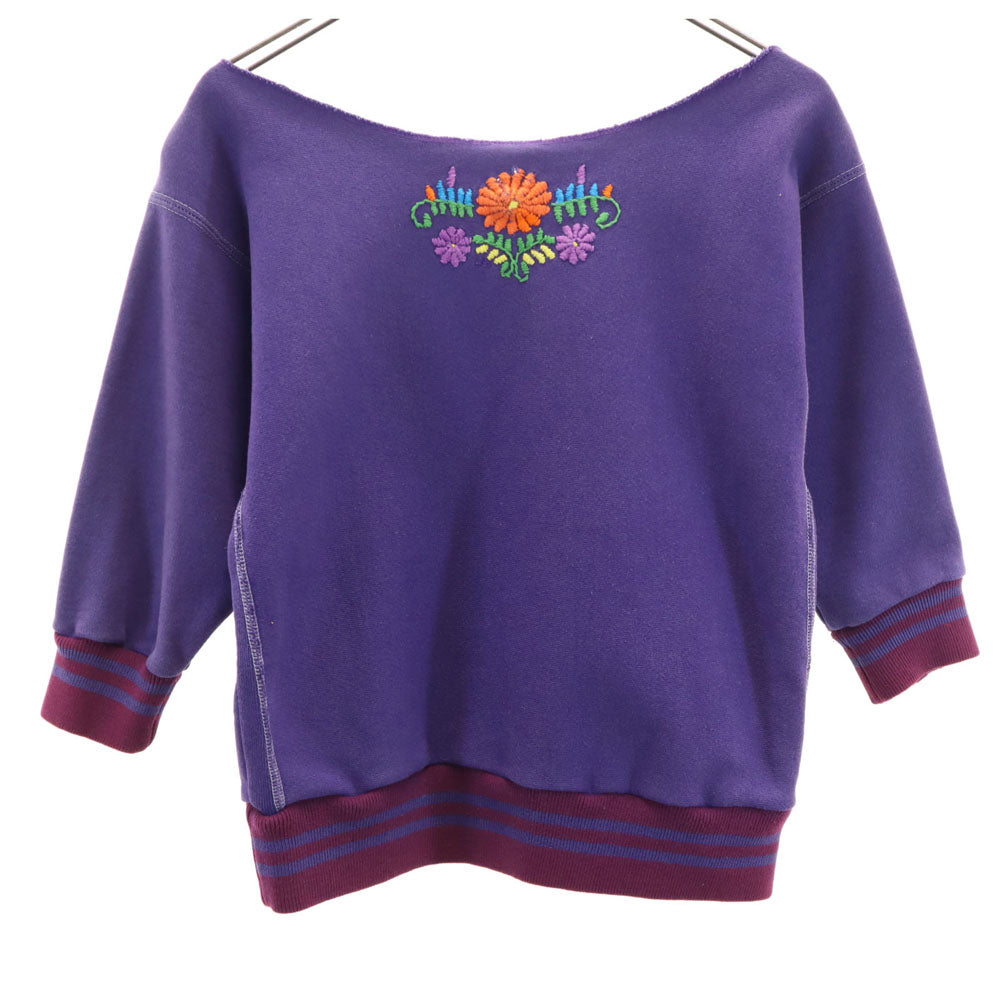 Champion チャンピオン 90s オールド 刺繍タグ 7分袖 リバースウィーブ スウェット トレーナー M パープル レディース