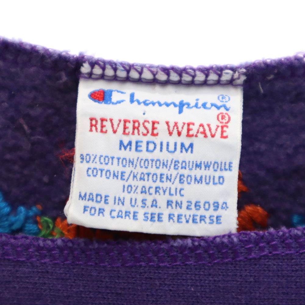 Champion チャンピオン 90s オールド 刺繍タグ 7分袖 リバースウィーブ スウェット トレーナー M パープル レディース