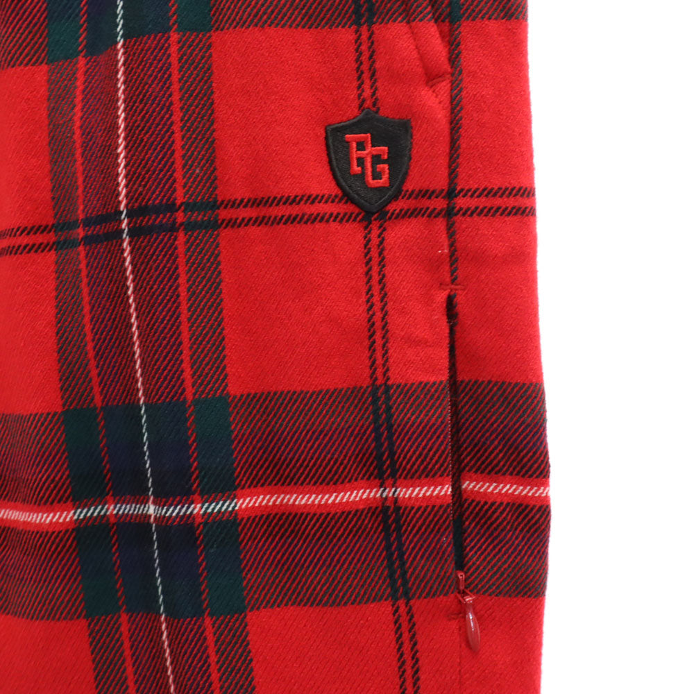 パーリーゲイツ ウール チェック柄 ゴルフ スーツ 上下 セットアップ 4 レッド PEARLY GATES カジュアル GOLF メンズ