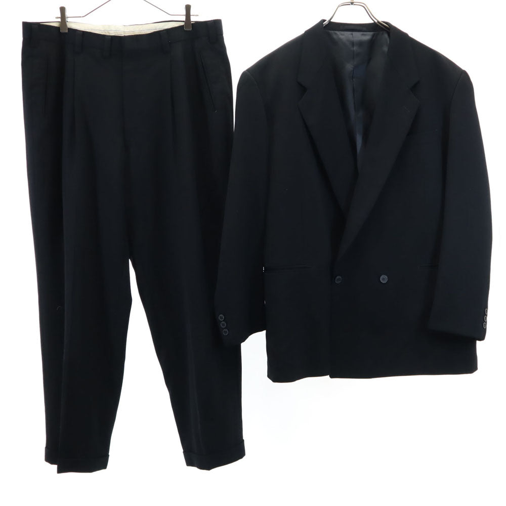 モルトブラボー ジャンニ・ヴェルサーチ生地 ダブル スーツ 上下 セットアップ チャコールブラック x GIANNI VERSACE メンズ