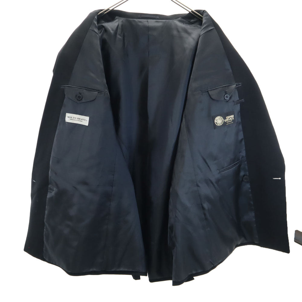 モルトブラボー ジャンニ・ヴェルサーチ生地 ダブル スーツ 上下 セットアップ チャコールブラック x GIANNI VERSACE メンズ