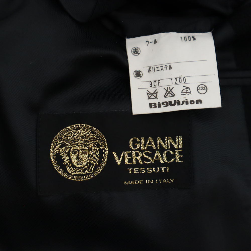 モルトブラボー ジャンニ・ヴェルサーチ生地 ダブル スーツ 上下 セットアップ チャコールブラック x GIANNI VERSACE メンズ