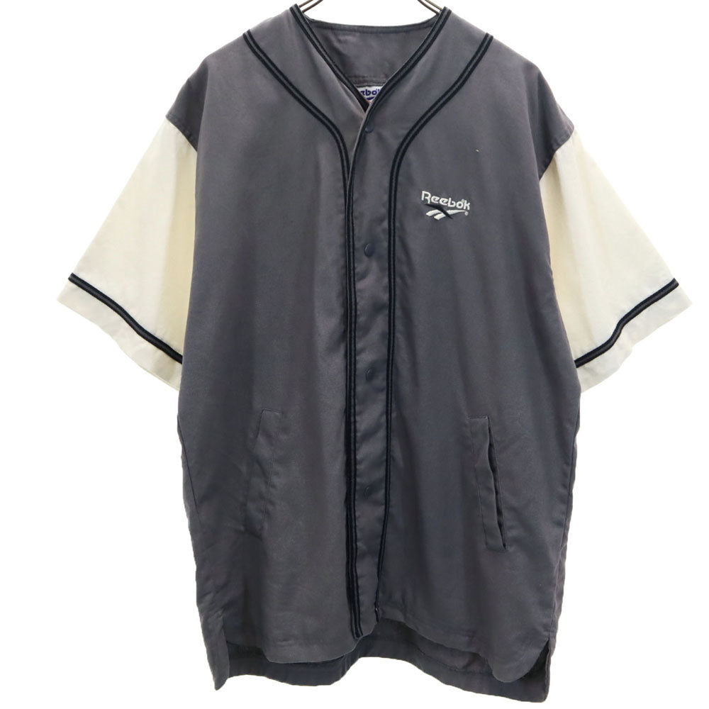 Reebok リーボック 90s オールド 半袖 ベースボール ジャケット M チャコールグレー メンズ