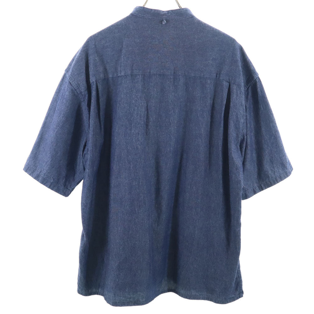 ビーミング 半袖 ワイドフィット バンドカラー デニムシャツ L ネイビー B:MING by BEAMS メンズ