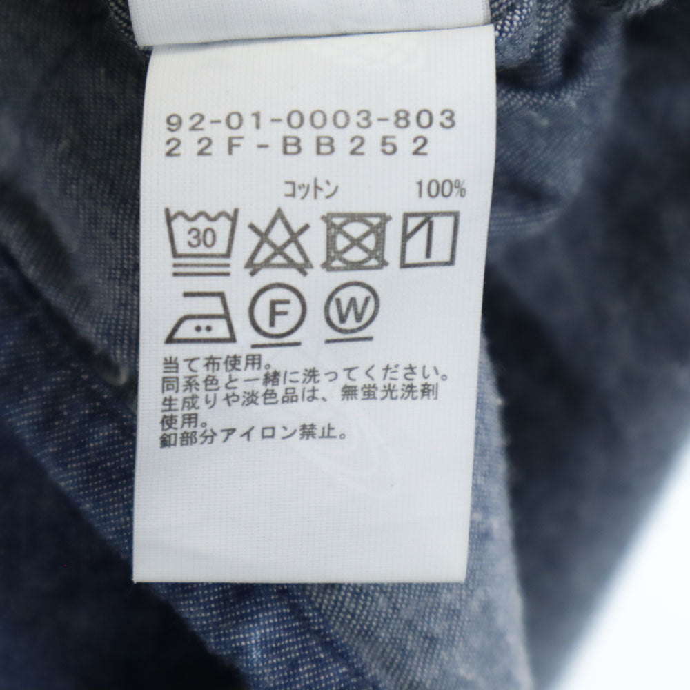 ビーミング 半袖 ワイドフィット バンドカラー デニムシャツ L ネイビー B:MING by BEAMS メンズ