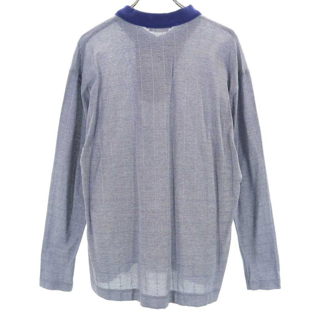 Salvatore Ferragamo サルヴァトーレフェラガモ イタリア製 チェック 長袖 ポロシャツ L グレー系 ジップ メンズ