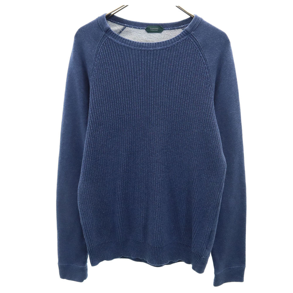 ZANONE ザノーネ イタリア製 ニット切替 長袖 スウェット トレーナー S ネイビー メンズ
