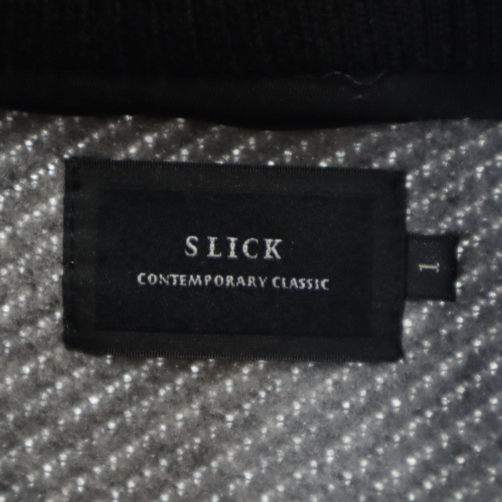 スリック 長袖 ブルゾン 1 黒系 ジャケット 裏起毛 メンズ