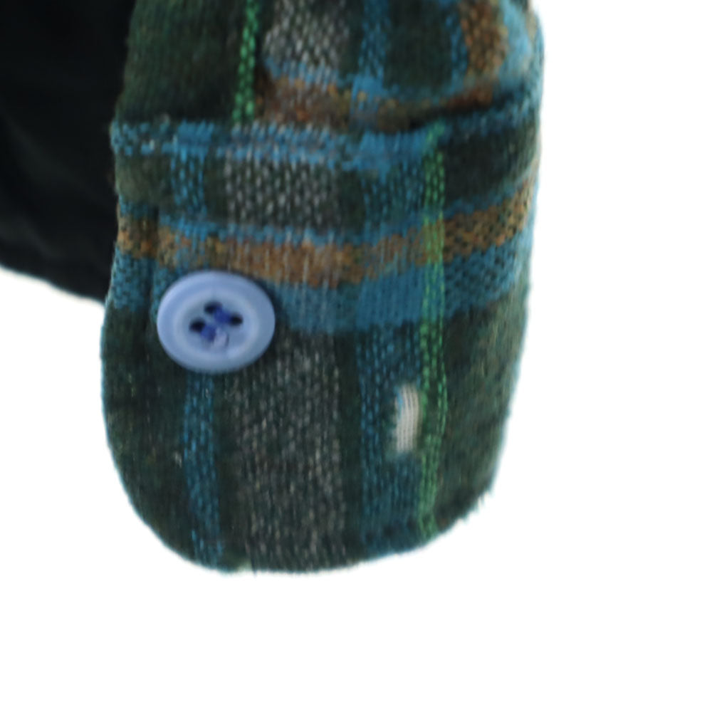 VINTAGE ヴィンテージ 70s ウールブレンド チェック柄 長袖 オープンカラーシャツ グリーン系 メンズ