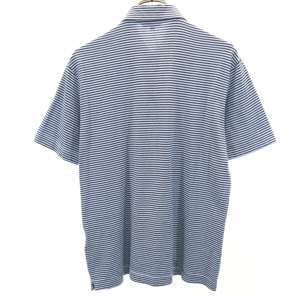 23区スポーツ 日本製 ボーダー ゴルフ 半袖 ポロシャツ 2 ブルー系 23ku SPORT メンズ