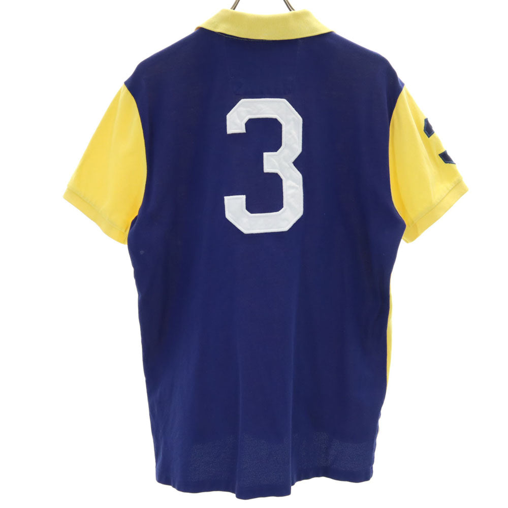 ポロバイラルフローレン ビックポニー バイカラー 半袖 ポロシャツ M イエロー Polo by Ralph Lauren 鹿の子地 メンズ