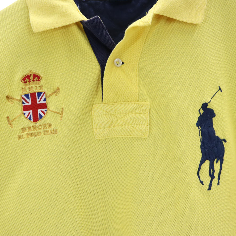 ポロバイラルフローレン ビックポニー バイカラー 半袖 ポロシャツ M イエロー Polo by Ralph Lauren 鹿の子地 メンズ