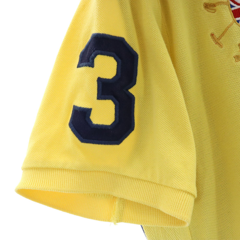 ポロバイラルフローレン ビックポニー バイカラー 半袖 ポロシャツ M イエロー Polo by Ralph Lauren 鹿の子地 メンズ