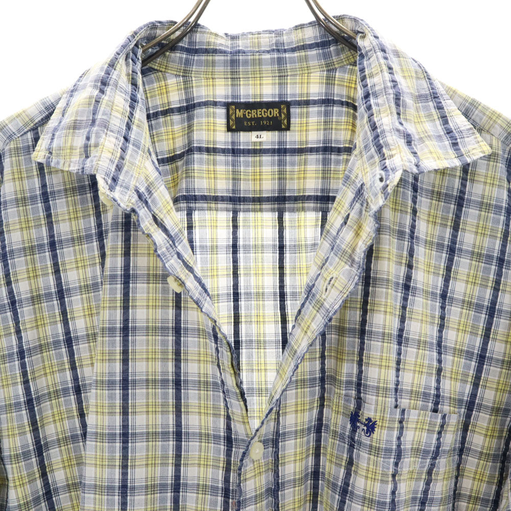 マックレガー チェック柄 半袖 シャツ 4L ネイビー系 McGregor ビッグサイズ メンズ