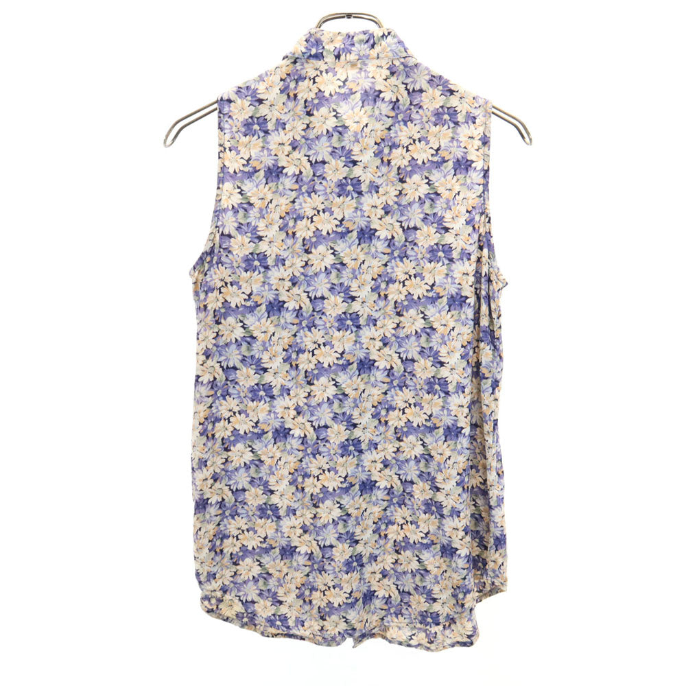 ゲス USA製 オールド 花柄 ノースリーブ シャツ M パープル系 Guess レディース