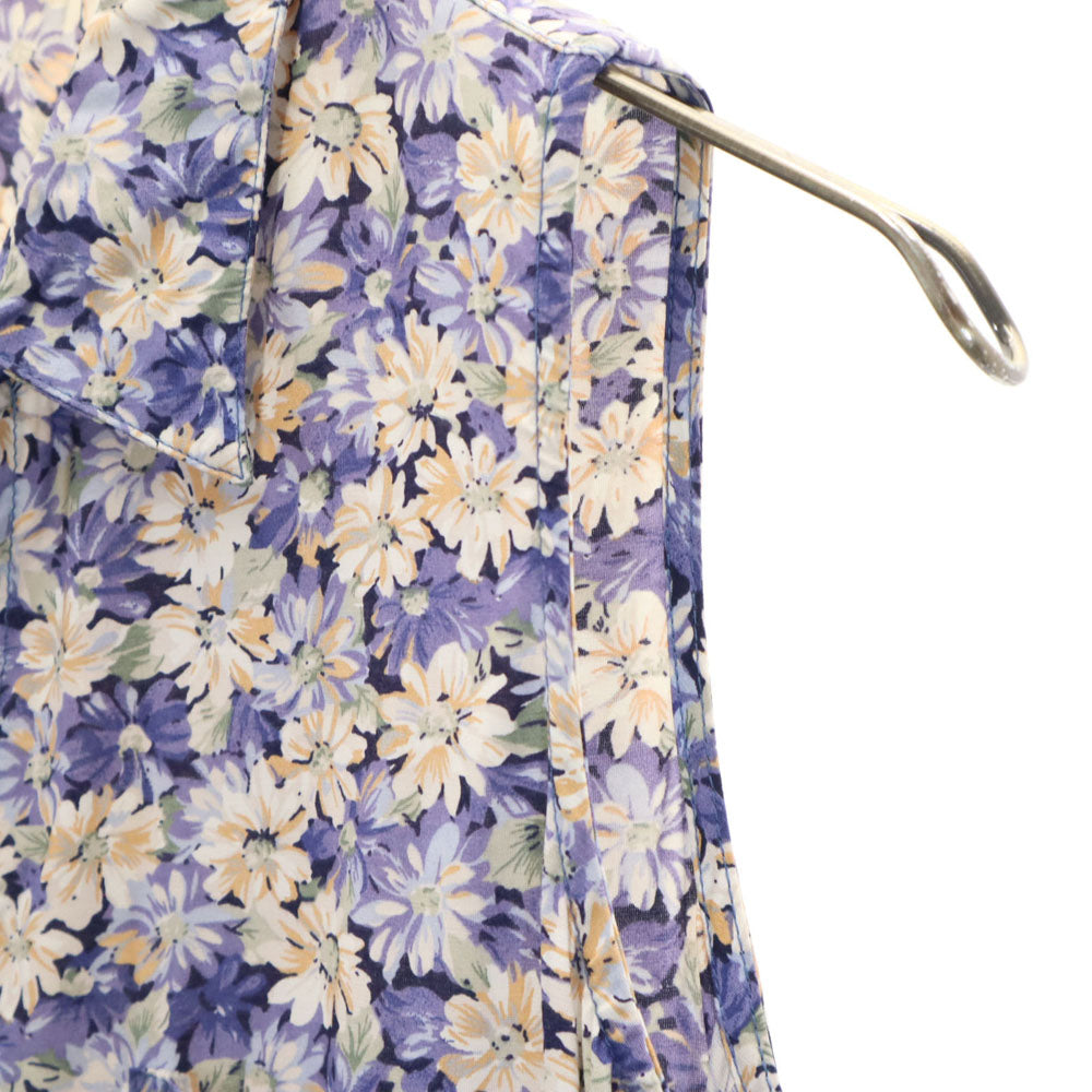 ゲス USA製 オールド 花柄 ノースリーブ シャツ M パープル系 Guess レディース