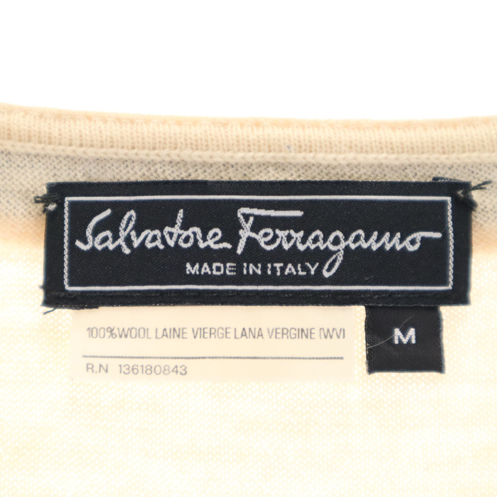 Salvatore Ferragamo サルヴァトーレフェラガモ 5分袖 ニット M ベージュ セーター レディース