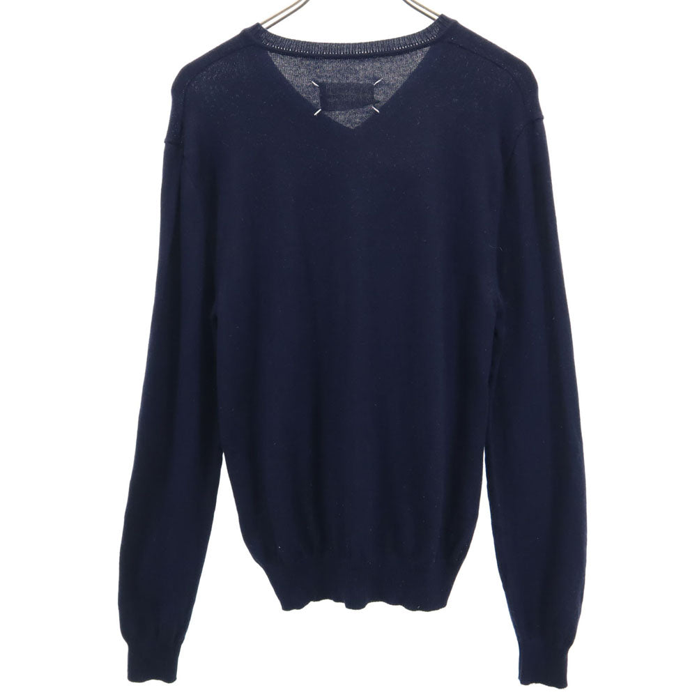 マルタンマルジェラ 14 イタリア製 アーガイル柄 長袖 Vネック セーター S ネイビー MARTIN MARGIELA ニット メンズ