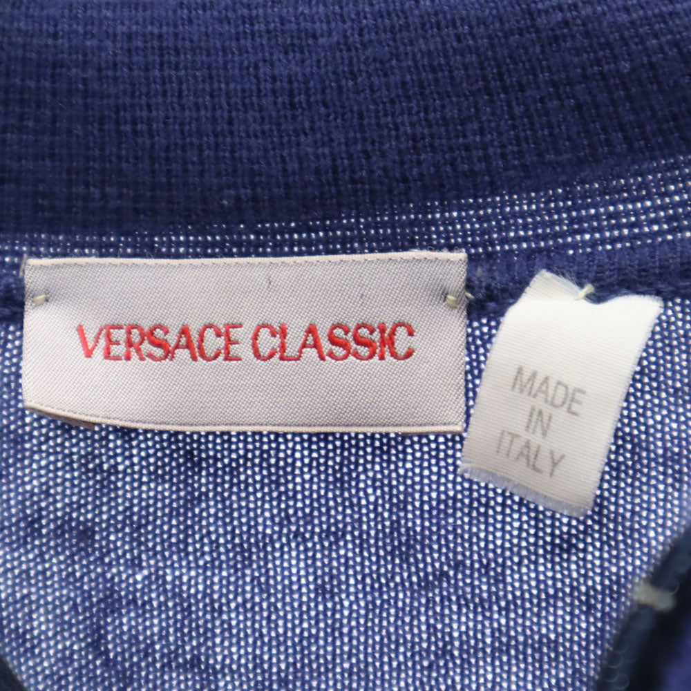 ヴェルサーチ クラシック イタリア製 長袖 ハーフジップ セーター M 青紫 ニット メンズ