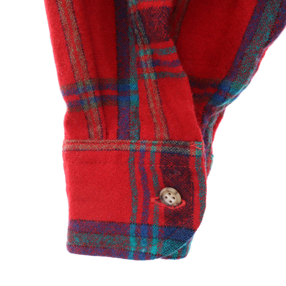 PENDLETON ペンドルトン 70s USA製 ヴィンテージ チェック柄 長袖 フランネル ボタンダウンシャツ S レッド メンズ