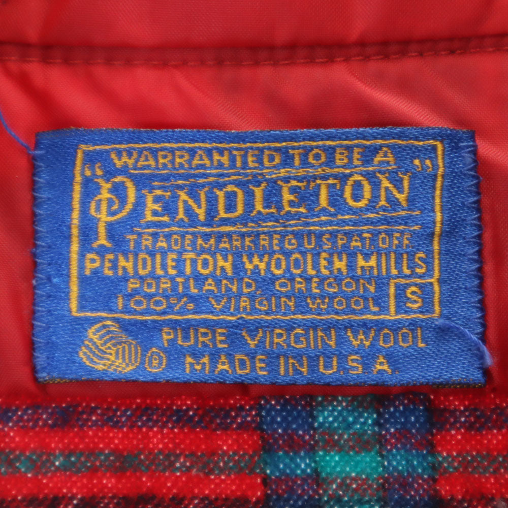 PENDLETON ペンドルトン 70s USA製 ヴィンテージ チェック柄 長袖 フランネル ボタンダウンシャツ S レッド メンズ