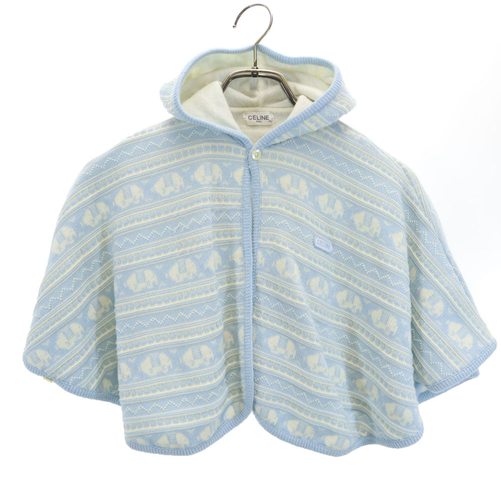 CELINE セリーヌ 日本製 総柄 長袖 ポンチョ 90 水色系 キッズ