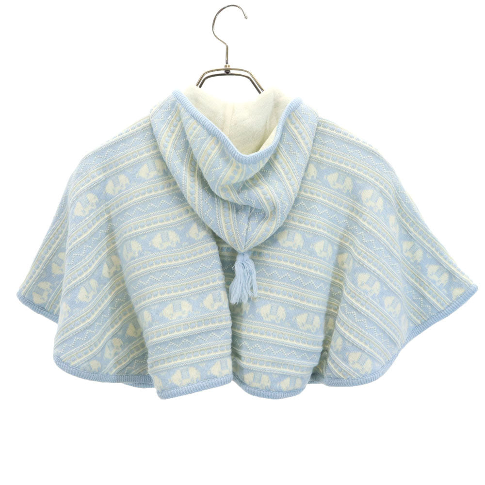 CELINE セリーヌ 日本製 総柄 長袖 ポンチョ 90 水色系 キッズ