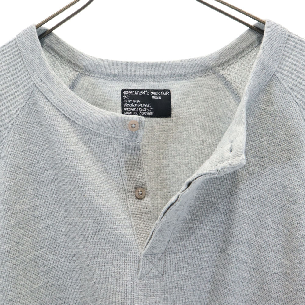 ステューシー 5分袖 Tシャツ M グレー STUSSY ロンT ハーフボタン メンズ