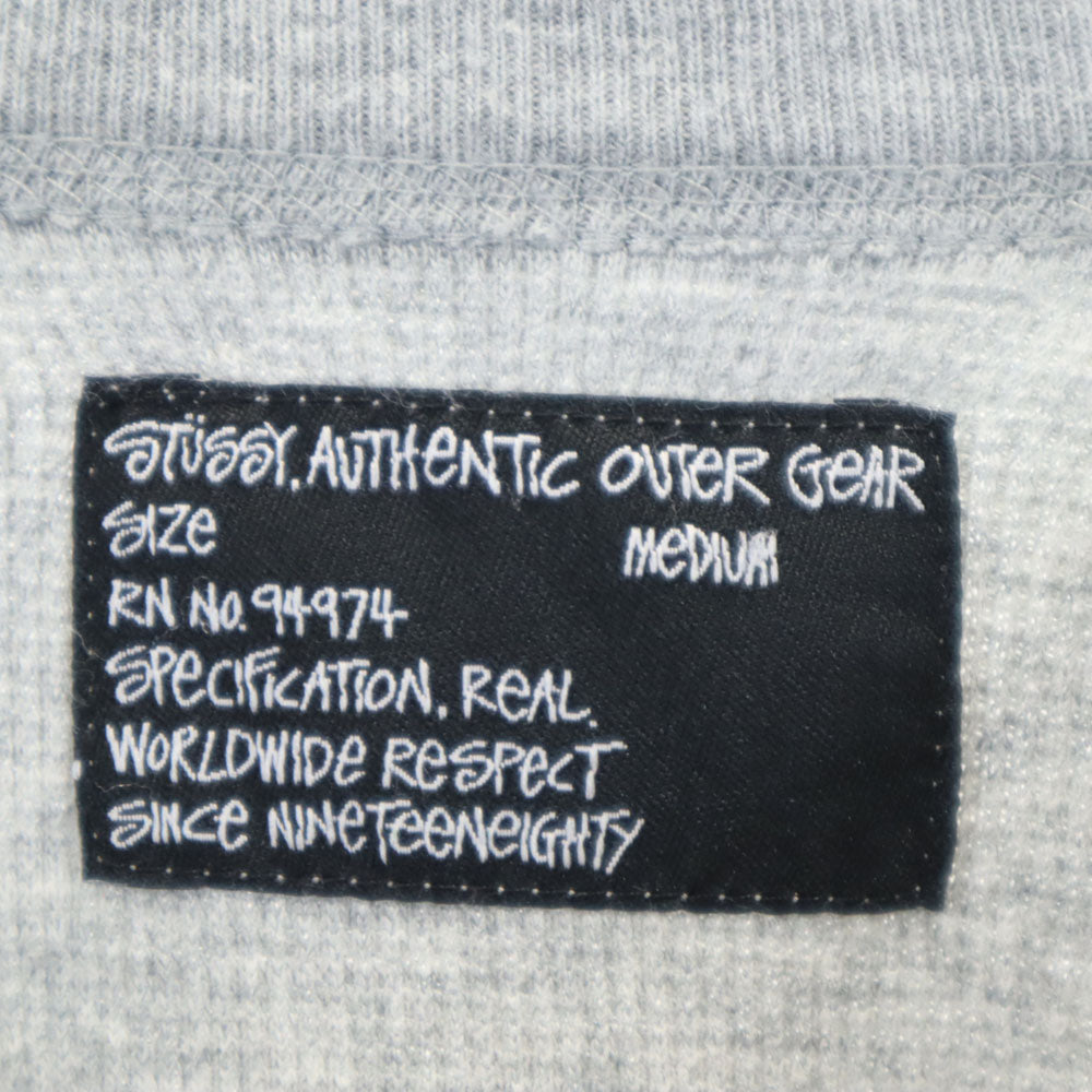 ステューシー 5分袖 Tシャツ M グレー STUSSY ロンT ハーフボタン メンズ