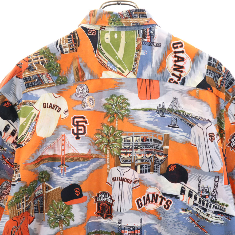 レインスポーツ 90s 00s オールド 総柄 半袖 アロハシャツ XL オレンジ REYNSPORTS ジャイアンツ 巨人 メンズ