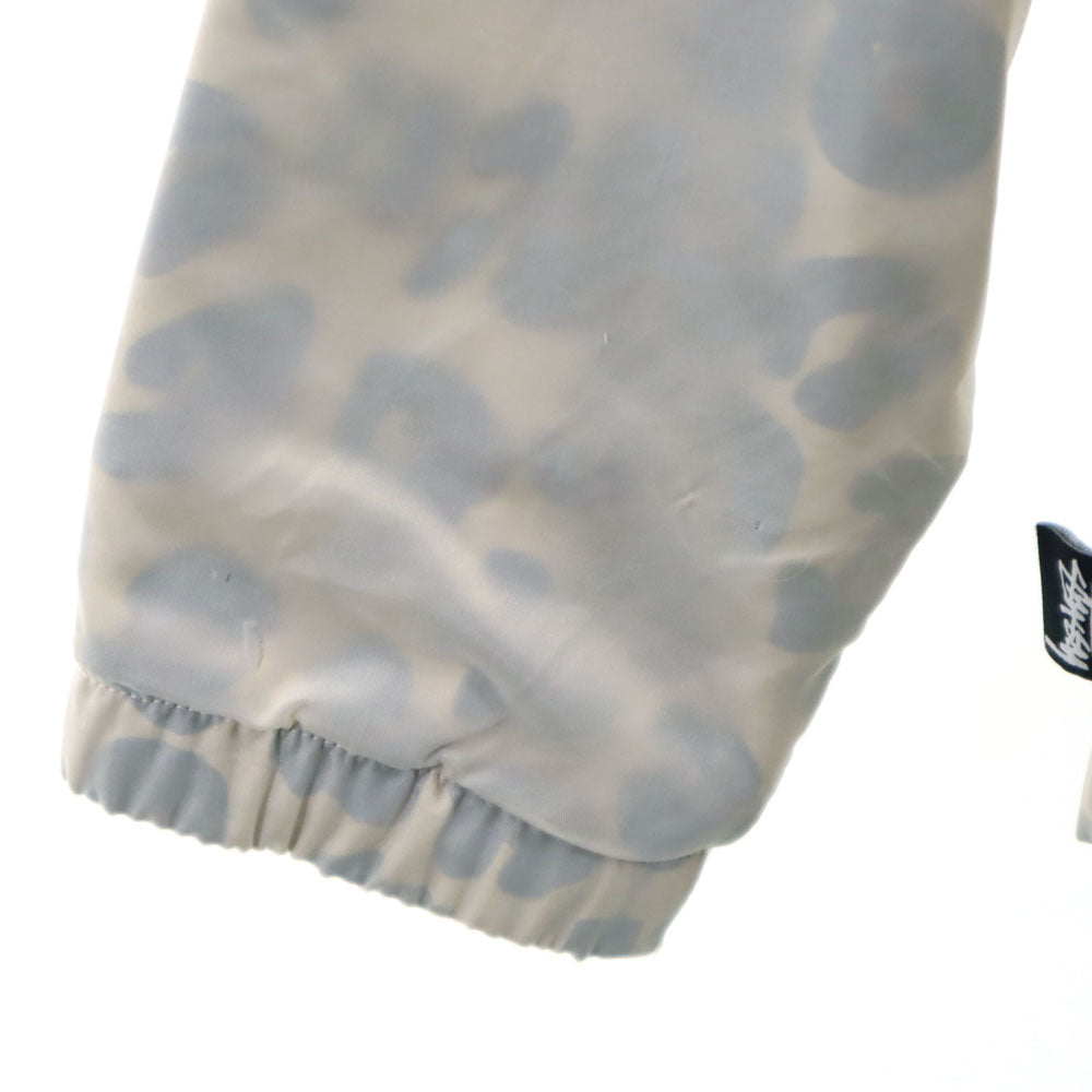 ステューシー レオパード柄 コーチジャケット M ライトグレー STUSSY メンズ