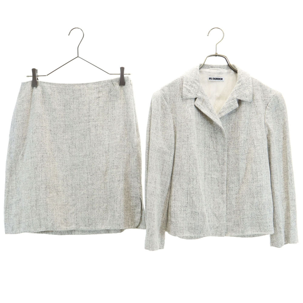 JIL SANDER ジルサンダー リネン100% イタリア製 スカートスーツ 上下 セットアップ 38/不明 グレー レディース