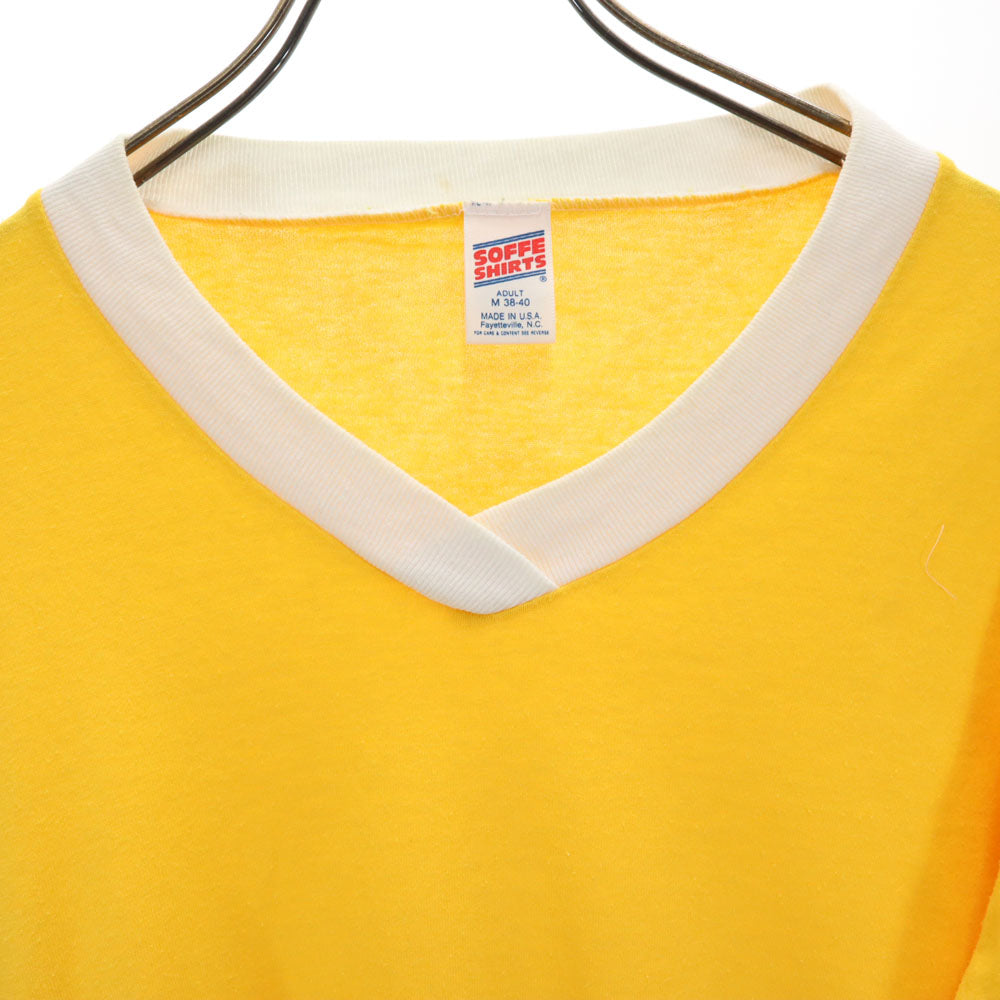 SOFFE SHIRTS ソフィーシャツ 80s 90s USA製 オールド 半袖 Vネック Tシャツ M イエロー メンズ