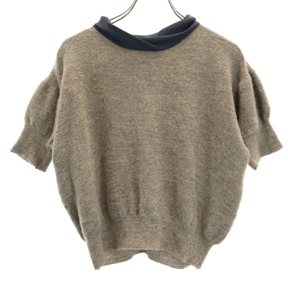 セリーヌ イタリア製 アルパカ100% 半袖 セーター S ブラウン系 CELINE ニット レディース