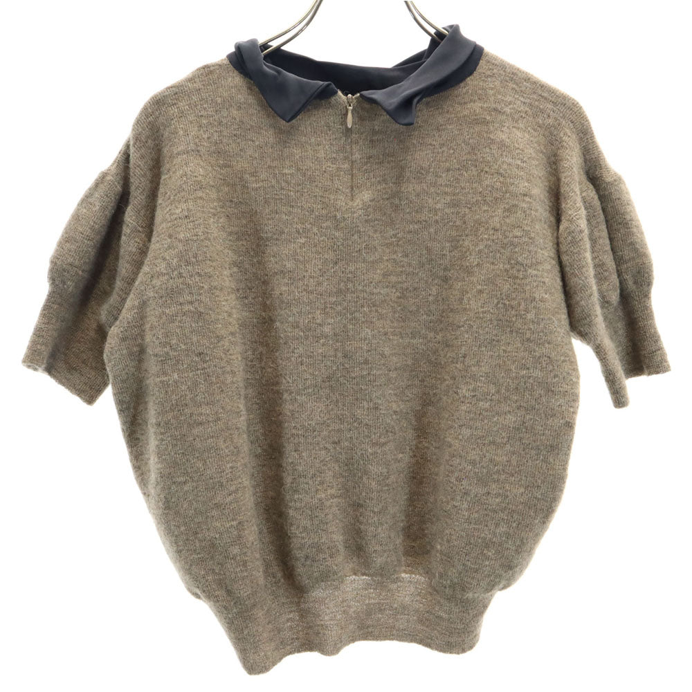 セリーヌ イタリア製 アルパカ100% 半袖 セーター S ブラウン系 CELINE ニット レディース