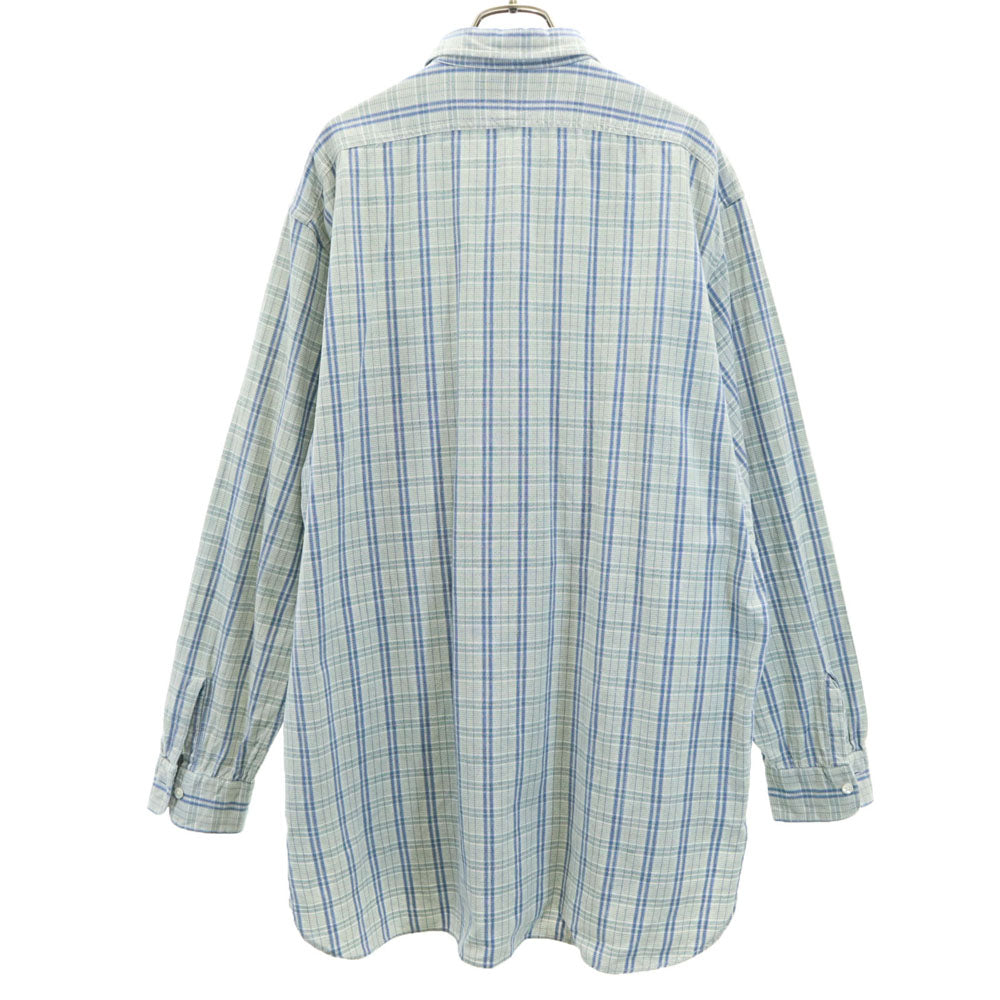 RRL ダブルアールエル 90s 初期タグ 赤3星 オールド チェック柄 長袖 ハーフボタン シャツ M ブルー系 RALPH LAUREN メンズ