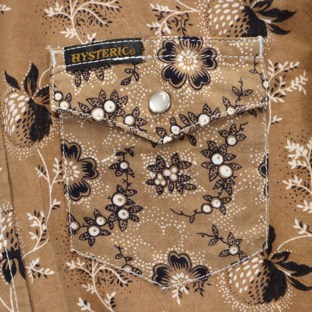 ヒステリックグラマー 日本製 総柄 長袖 ウエスタンシャツ F ベージュ系 HYSTERIC GLAMOUR レディース