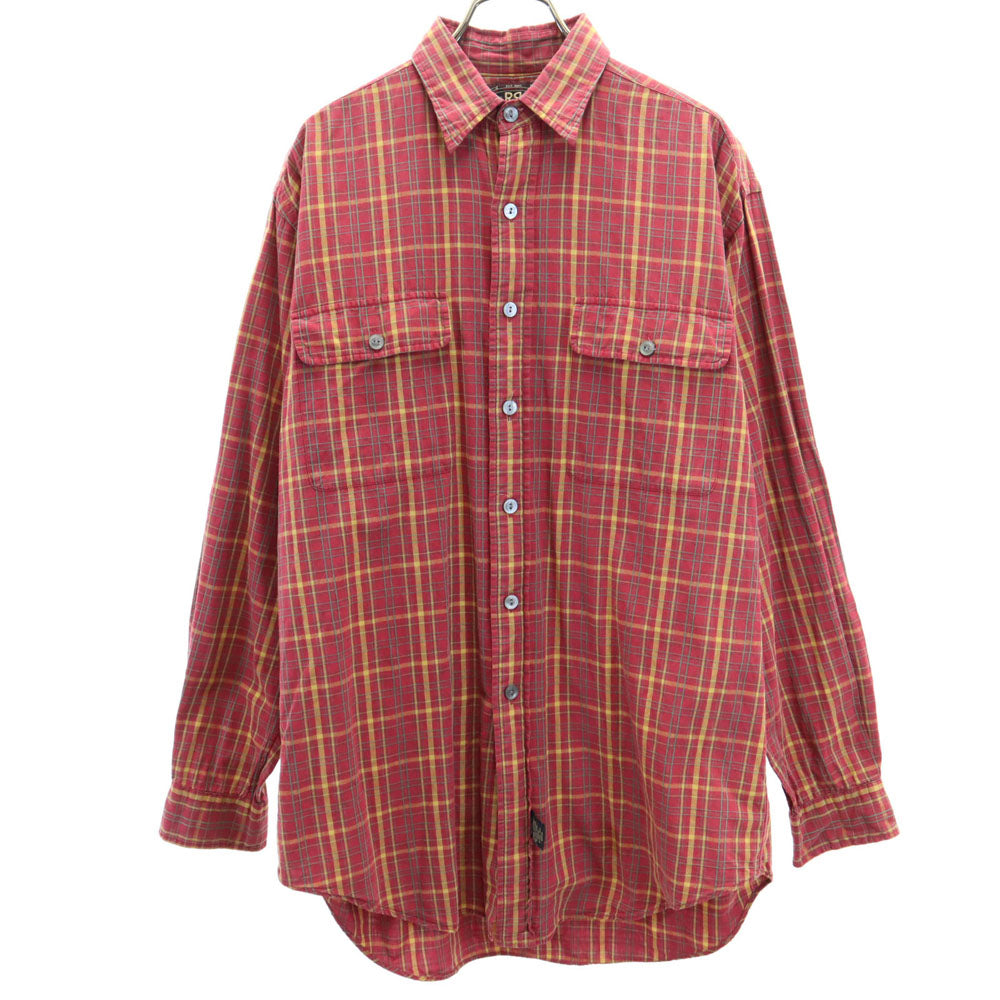 RRL ダブルアールエル 90s 初期タグ 赤3星 オールド チェック柄 長袖 シャツ S 赤系 RALPH LAUREN メンズ