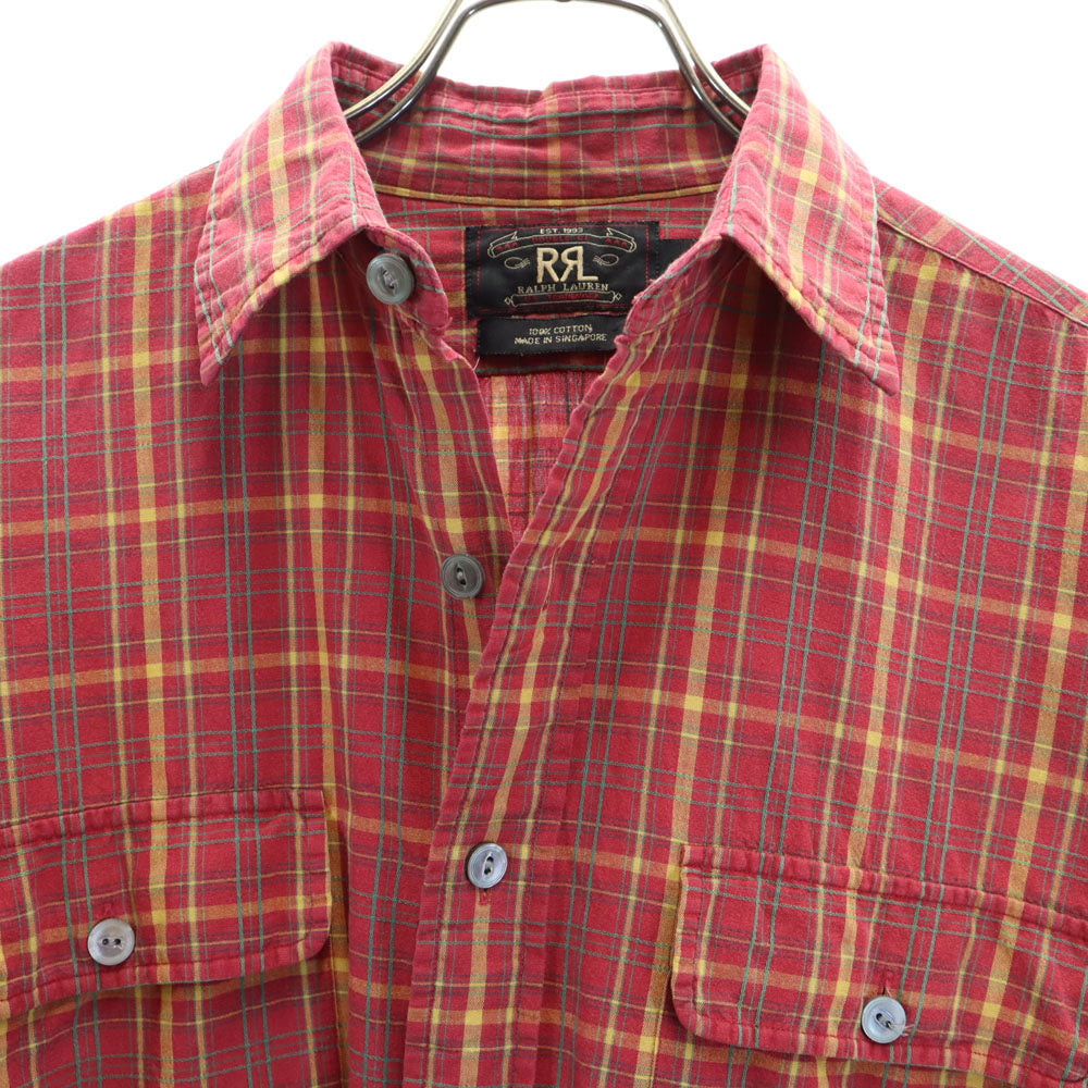 RRL ダブルアールエル 90s 初期タグ 赤3星 オールド チェック柄 長袖 シャツ S 赤系 RALPH LAUREN メンズ
