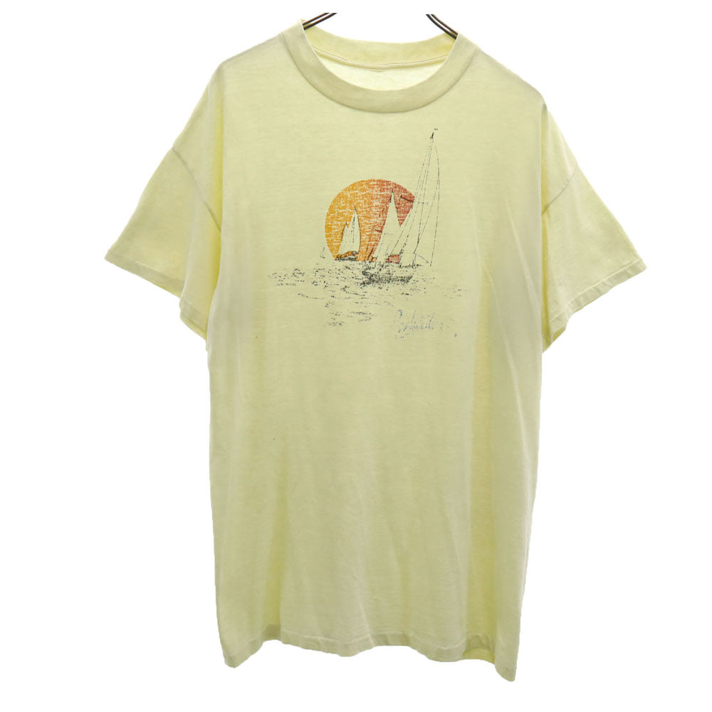 70s 80s 半袖 シングルステッチ Tシャツ イエロー オールド ヴィンテージ メンズ