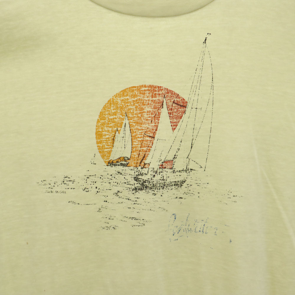 70s 80s 半袖 シングルステッチ Tシャツ イエロー オールド ヴィンテージ メンズ