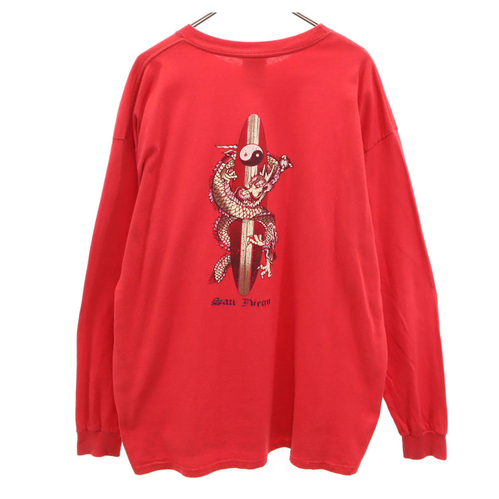 NIKE ナイキ 90s バックプリント 長袖 チームタグ Tシャツ XL レッド TEAM ロンT オールド ヴィンテージ メンズ