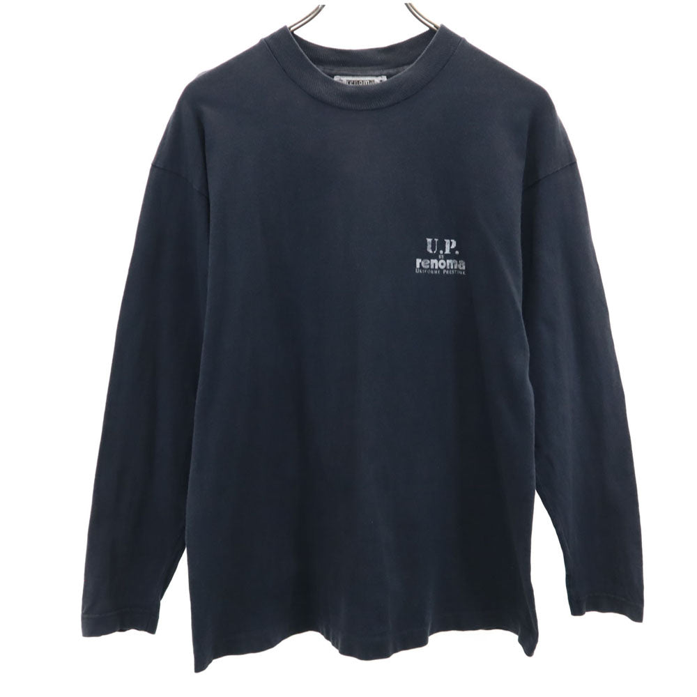 renoma レノマ 90s フランス製 パグバックプリント 長袖 Tシャツ M ブラック ロンT オールド ヴィンテージ メンズ