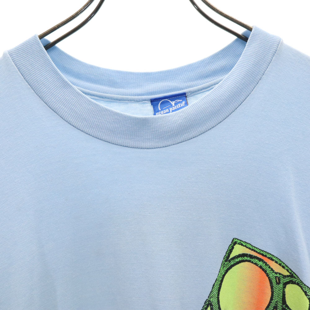 oceanpacific オーシャンパシフィック 80s USA製 バックロゴ 半袖 シングルステッチ Tシャツ L 水色 サーフ オールド ヴィンテージ メンズ